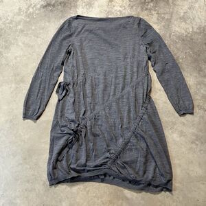 Moschino Dress Womens Size 12 Gray Wool Knit Ruched Drawstring Long Sleeve